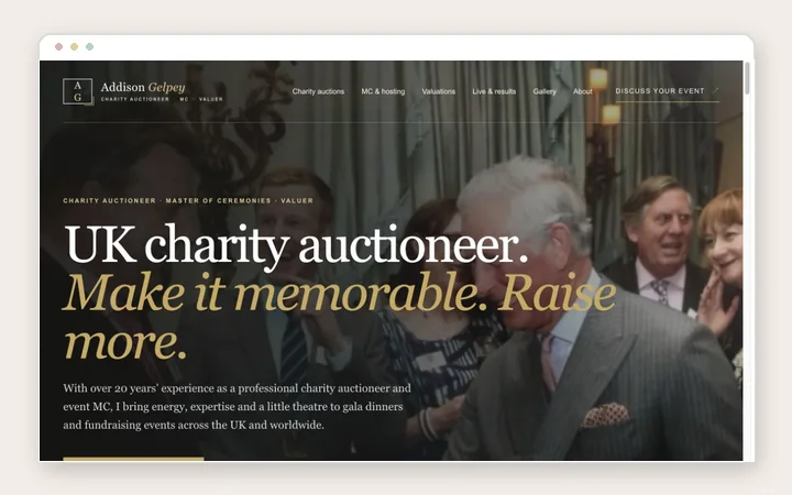 Addison Gelpey website shown in a browser frame